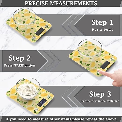 Food Scale Kitchen Scale Food Scales Digital Weight Grams and Ounces Small Electronic Food Scale for Baking Cooking Yellow Mango
