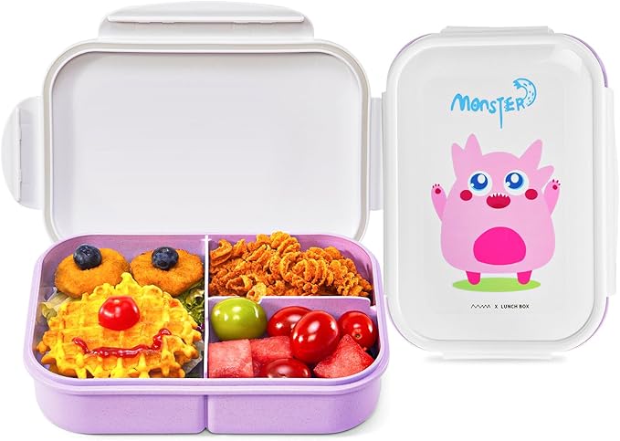 MISS BIG Bento Box for Kids, Leakproof Lunch Box, No BPAs & Chemical Dyes, M/W, D/W & Fridge Safe (1150ml Purple)