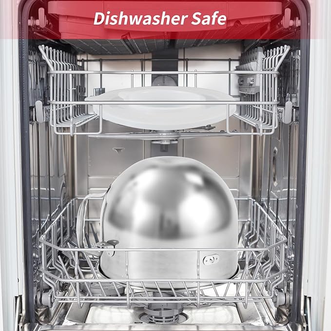 7QT Stainless Steel Bowl for KitchenAid Stand Mixer With Lid to Prevent Spills, Ergonomic Handle, Dishwasher Safe, Suitable for 7-Quart Mixer