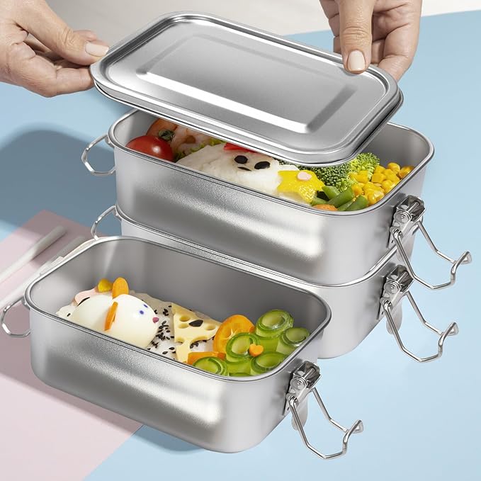 8 Pcs Stainless Steel Bento Box 550ml Lunch Box for Dishwasher Bento Box Reusable Lunch Box Stainless Steel Food Storage Containers for Home Work School Camping Supplies