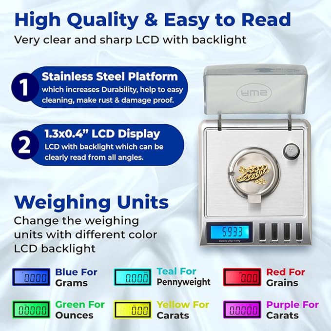 AWS Gemini-20 Milligram Scale 20g x 0.001g – Digital Jewelry/Lab Scale for Powder, Gold, Gems – Includes Calibration Weights, Tweezers & Tray – Tare, Cal, 6 Units, Pocket Size Mg Scale (Silver)