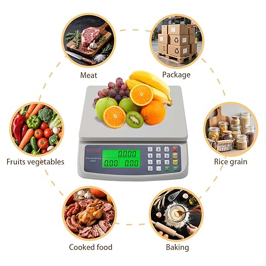 Large Digital Kitchen Scale, Commercial Food Scale 40kg/88lb Price Computing Scale Deli Produce Scale with Tare Function for Kitchen, Farmers Markets, Meat Shop, Deli