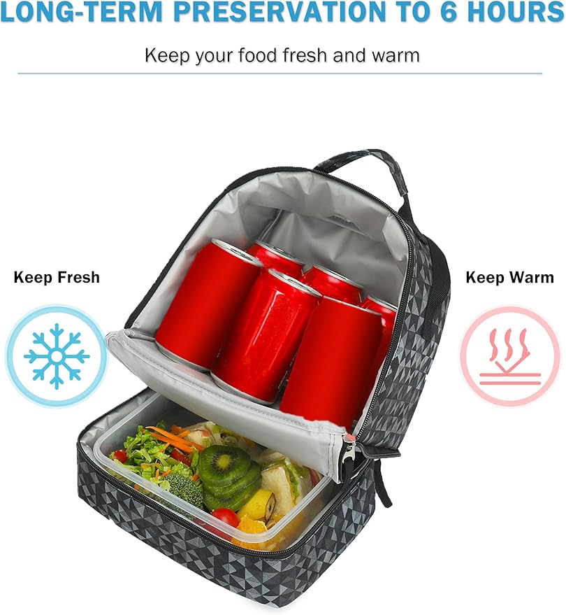Tilami Lunch Bags Insulated Adjustable Strap Zipper, Water-Resistant Cooler Bags, Bento Bags for Kids Toddlers (Grey)