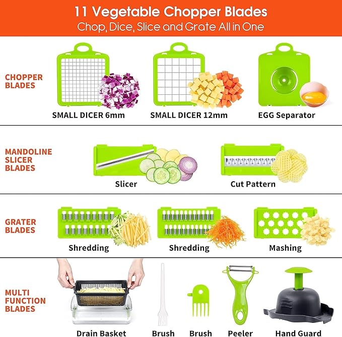 Homely Good – Vegetable Chopper – 16 in 1 multi-functional Mandoline chopper