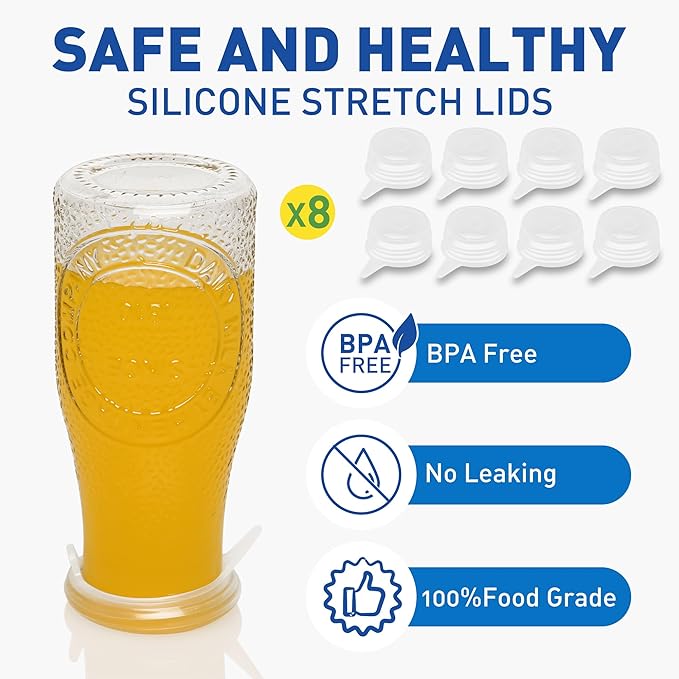 Extra Small Silicone Stretch Lids 1.6 Inch Reusable Silicone Jar Cover to Fit 1.6 Inch to 1.9 Inch Small Jars,Cans,Bottles 8 Pack