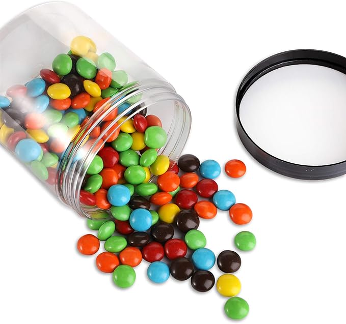Tosnail 16 Pack 17 oz Clear Plastic Jars with Black Lids, Leak-Proof Round Food Safe Storage Containers for Kitchen Use, Beauty Products, Spices and More