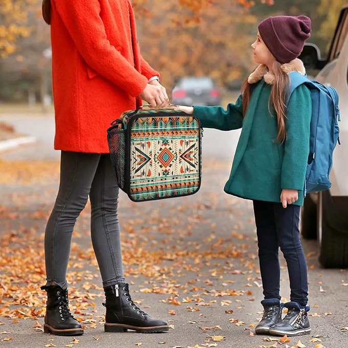Pardick Aztec Lunch Box Insulated Lunch Bag Lunchbox with Adjustable Shoulder Strap Waterproof Cooler Bags for Travel/Picnic/Beach