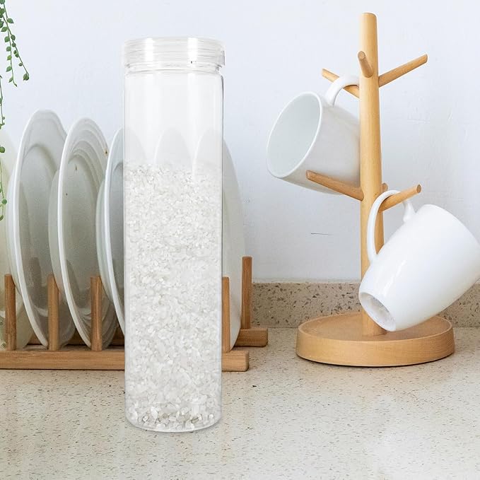 Kichvoe 3pcs Spaghetti Pasta Contaier Storage With Lid Clear Plastic Food Storage Jar Round Transparent Storage for Noodles Flour Cereal Sugar Tea Coffee Beans Dry Goods Rice