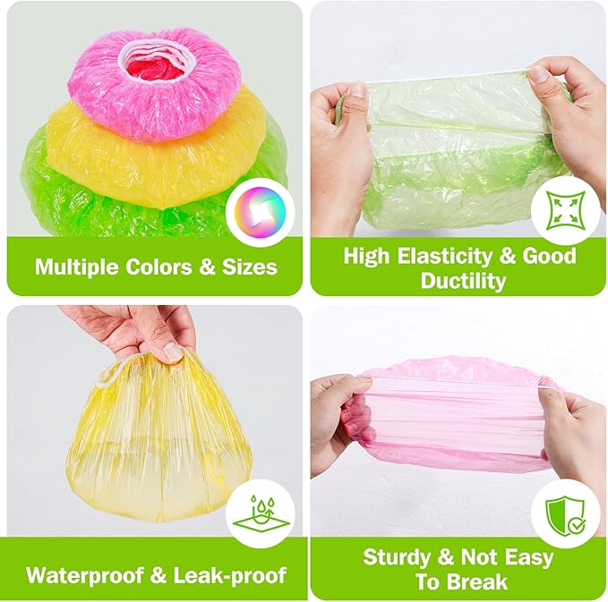 Elastic Food Storage Covers Reusable Stretch Plastic Wrap Bowl Covers Fresh Keeping Bags Elastic Alternative to Foil for Family Outdoor Picnic 3 Size Bowl Covers for Bread Proofing(60)