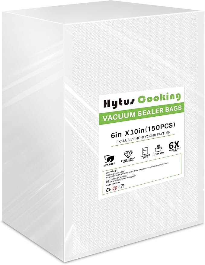 Pre-Cut Vacuum Sealer Bags (150 Pack Pint 6" x 10") Heavy Duty Embossed, Commercial Grade for Food Storage, Meal Prep and Sous Vide BPA-Free