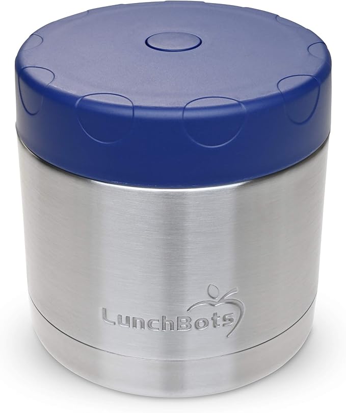LunchBots 16oz Thermos Stainless Steel Wide Mouth - Insulated Thermos With Vented Lid - Keeps Food Hot or Cold for Hours - Leak-Proof Portable Thermal Food Jar is Ideal for Soup - 16 ounce - Navy