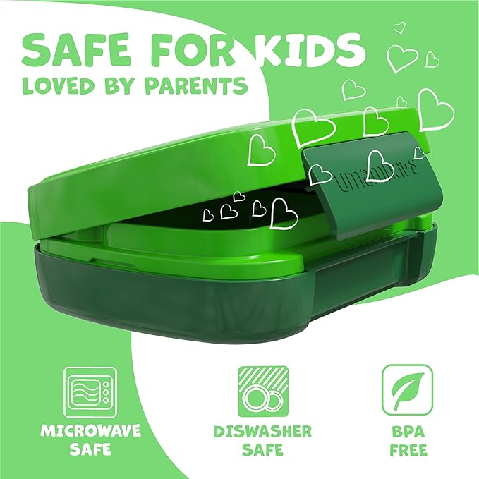 Umami All-in-1 Bento Box for Kids, Ice-pack & Utensils Included, 100% Leakproof & BPA free, Parents' favorite Lunch Box Kids (Jungle Green, 23 oz)