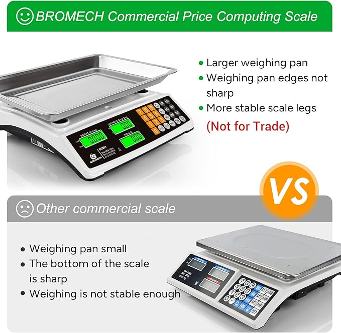 Price Computing Scale 88lb/40kg Commercial Food Scale for Produce Meat with Stainless Steel Large Platform, LCD Display, and Green Bright Backlight for Farmers Markets, Deli, (Not for Trade)
