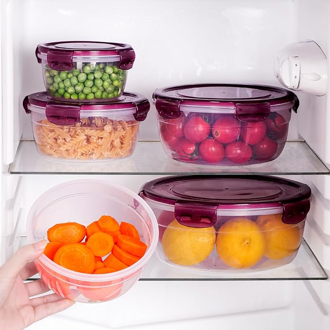 Today's Present Food Storage Container with Lids Set For 8, Plastic Mixing Bowls, Airtight Stackable Leakproof Reusable Storage Containers for Kitchen, BPA Free, Freezer, Microwave, Dishwasher Safe