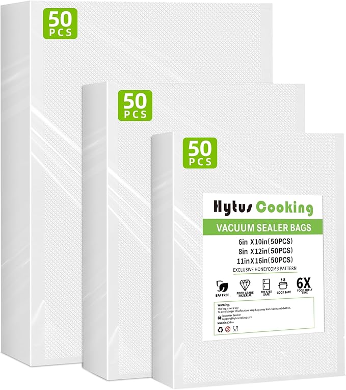 Vacuum Sealer Bags for Food Storage,Anti-Puncture 150Pack Gallon 11"x 16",8"x 12" & 6"x 10" Precut Food Vacuum Seal Saver Bags for Sous Vide,Meal Prep,Microwave,Commercial Heavy Duty Embossed,BPA-Free