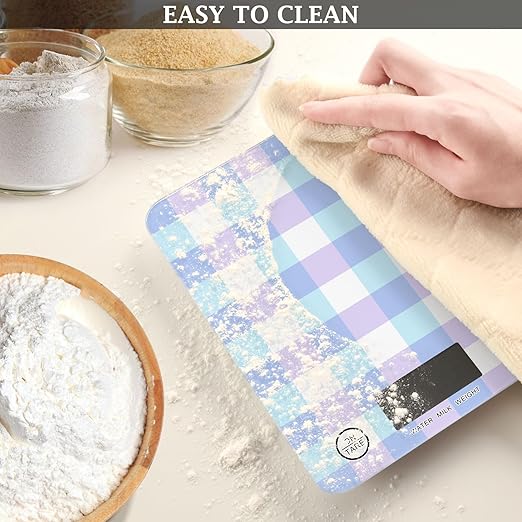 Food Scale Kitchen Scale Food Scales Digital Weight Grams and Ounces Small Electronic Food Scale for Baking Cooking Blue and Purple Plaid