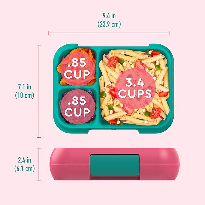 Bentgo Pop - Leak-Proof Lunch Box & Removable Divider for Ages 8+ & Teens - Lunch Container Holds 5 Cups of Food; 3-4 Compartments; Microwave/Dishwasher Safe; 2 Year Warranty (Bright Coral/Teal)