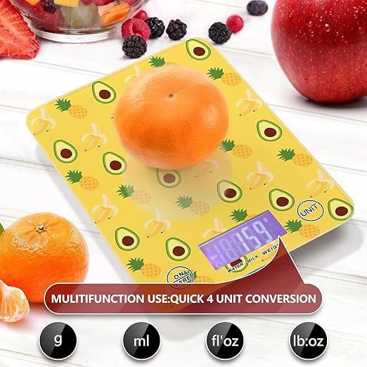 Food Scale Kitchen Scale for Baking Cooking Digital Food Weighing Measuring Scale Small Waterproof Electric Food Scale Avaocado Pineapple Banana