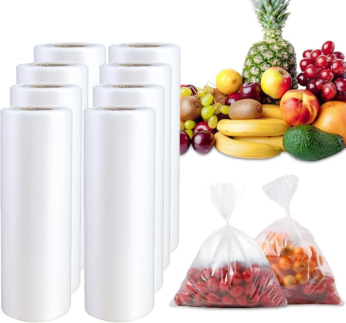12 X 20 Inches Plastic Produce Bag on a Roll, Clear Bags for Fruits, Vegetable,350 Bags/Roll