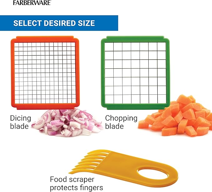Farberware Professional Vegetable Chopper, 2 Blades For Slicing and Dicing Onions, Tomatoes, Potatoes And More, Meal Prep Made Easy