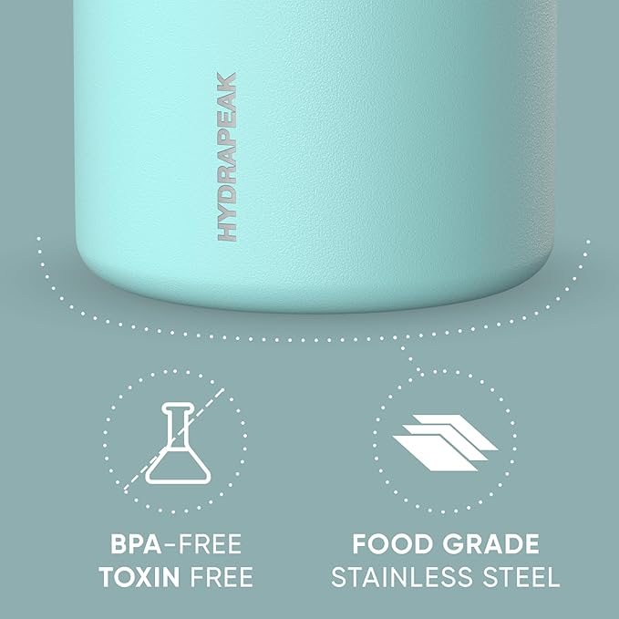 Hydrapeak 25oz Stainless Steel Vacuum Insulated Thermos Food Jar | Thermos for Hot Food and Cold Food, Wide Mouth Leak-Proof Soup Thermos for Adults, 10 Hours Hot and 16 Hours Cold (Aqua)