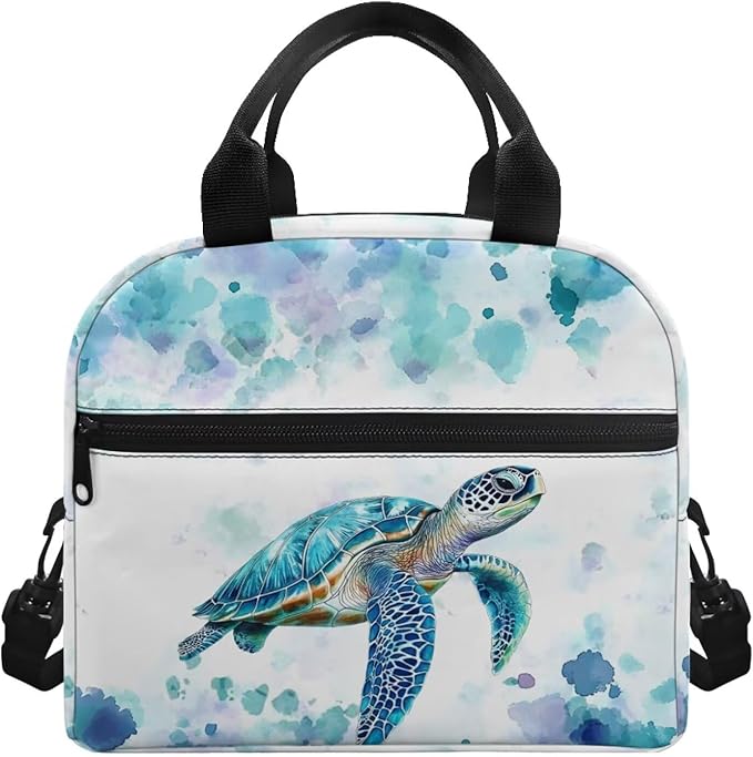 Showudesigns Sea Turtle Lunch Bags for Girls 10-12 12-14 Kids Insulated Lunch Box Reusable Lunch Tote Bag with Handles Middle School Lunchbox Containers Hippie Thermal Meal Tote Kit