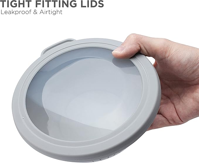 Rae Dunn Mixing Bowls with Lids - 10 Piece Plastic Nesting Bowls Set includes 5 Prep Bowls and 5 Lids (Grey)