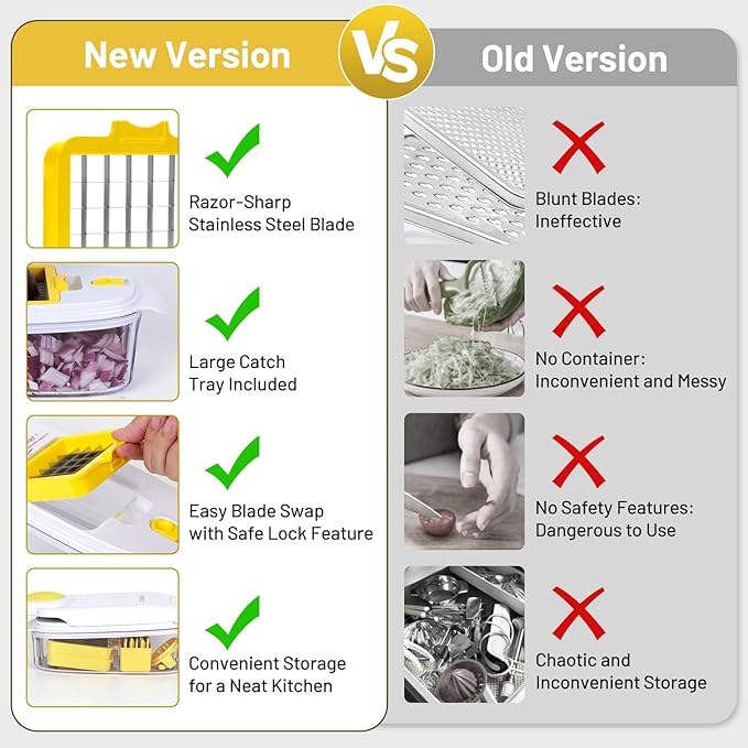 16-in-1 Vegetable Chopper,Onion Chopper,Egg and Cheese Slicer with Container,Lemon Slicer Vegetable Cutter, Kitchen Chopper Slicing Assistant Tool for Meat,Onion,Potato,Tomato,Kitchen Gadget