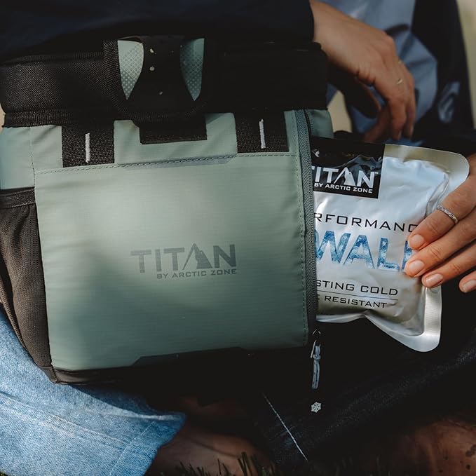 Titan Fridge Cold Zipperless Insulated Lunch Box - With Reusable Gel Ice Packs Plus Food Container Set - Sail Blue