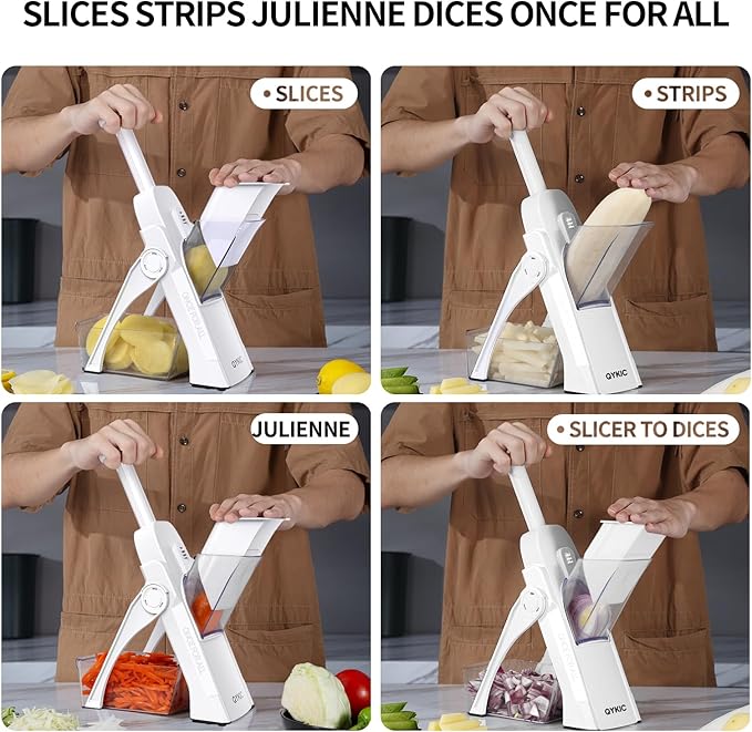 Safe Mandoline Slicer,Vegetable Potato Slice Food Cutter for Kitchen,Thickness Adjustable Upright Veggie Chopper for Fast Meal prep