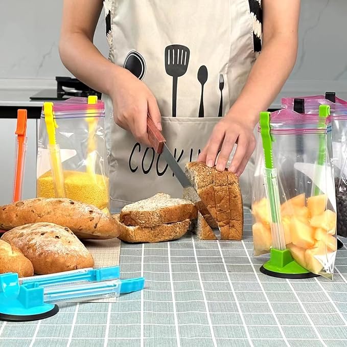 Baggy Rack -(8 colors),Food Storage Bags Clip, For Food Prep Bag/Plastic Freezer Bag/Ziploc Bag Holder Stand,Meal Planning/prep Bag Holders.MONOTONOUS