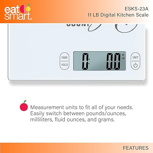 Eat Smart Eat Smart 11lb Food Kitchen Glass Scale with Inspirational Message
