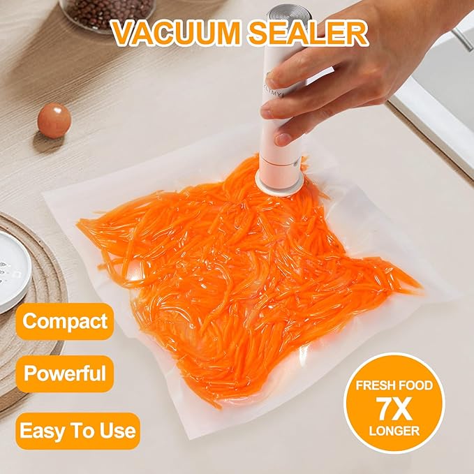 Handheld Vacuum Sealer for Food,Compact Vacuum Sealer Machine Portable Rechargeable and Wireless,Include 30 Reusable Vacuum Sealer Bags Ideal for Preservation Fresh,Sous-Vide,Meal Prep,Food Storage.