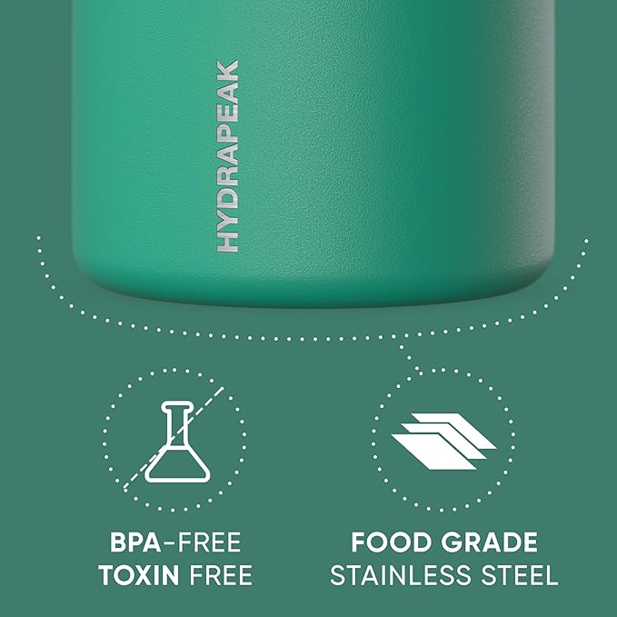 Hydrapeak 25oz Stainless Steel Vacuum Insulated Thermos Food Jar | Thermos for Hot Food and Cold Food, Wide Mouth Leak-Proof Soup Thermos for Adults, 10 Hours Hot and 16 Hours Cold (Kelly Green)