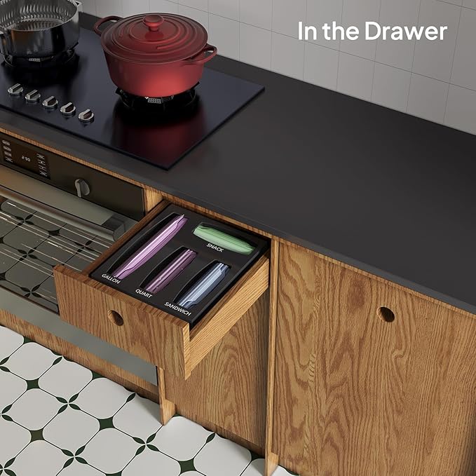 Aquiver Acrylic Food Storage Bags Organizer Bags Holder (Black), Clear