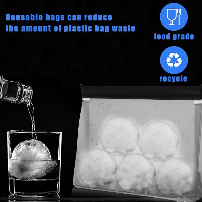 6 Pack Reusable Ice Storage Bags, 10 x 7.3 x 2.2in Leak Proof Ice Bags With Secure Zip Close Design, Bpa-Free