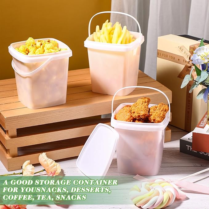 Mifoci 24 Pcs Plastic Food Containers Ice Cream Buckets with Lids and Handle Reusable Square Deli Containers Freezer and Microwave Safe for Kitchen Food Drinks Storage(67 Oz/ 2 Qt / 0.5 Gallon)