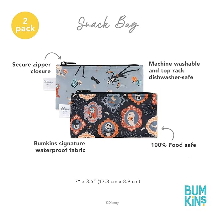 Bumkins Unisex Kid's Disney, E2 Nightmare Before Christmas-Sm, Snack Bag-2pk