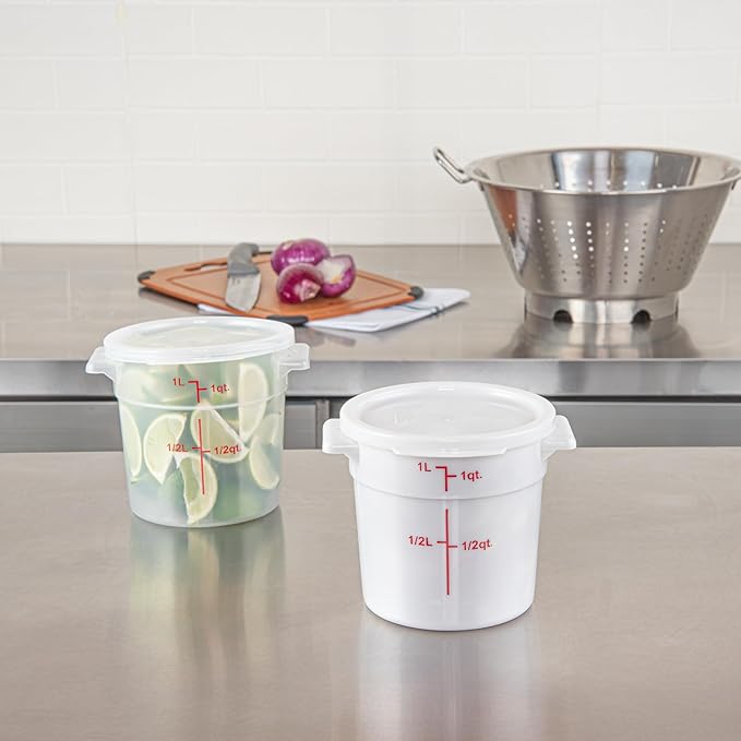 Restaurantware-LID ONLY: Met Lux Food Container Lid, 1 Round Lid For Storage Container - Containers Sold Separately, With Pull-Corner Tab, White Plastic Lid, Dishwashable, Freezable