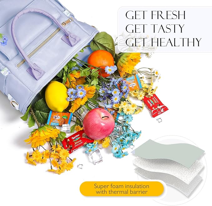 Deluxe Large Insulated Lunch Bag Box Women - Leakproof Waterproof Cooler with Multi Pockets Removable Strap for Work Picnic - Teacher Mothers Day Christmas Birthday Gifts