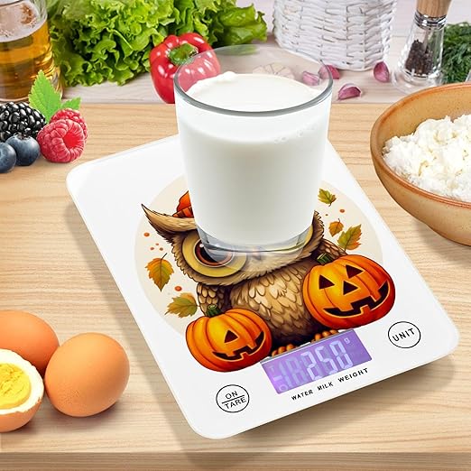 Food Scale Kitchen Scale Food Scales Digital Weight Grams and Ounces Small Electronic Food Scale for Baking Cooking Fall Owls and Pumpkins