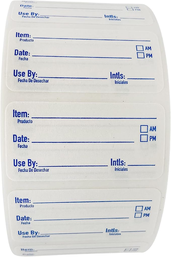 2x1 Dissolvable Food Labels, 1000 Label Stickers, Bottle Labels for Storage Bins, Sticker Labels for Food containers, (1000, Blue)