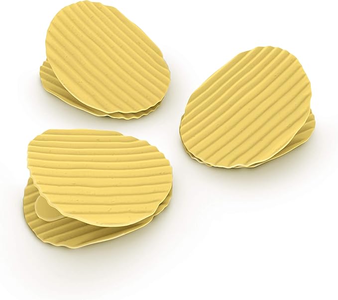Genuine Fred, POTATO CLIPS, Set of 4, Wavy Chip Bag Closures, Chip Clips, Bag Clips, Patented Design