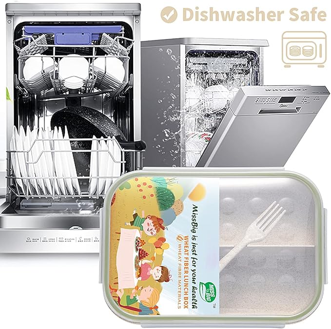 MISS BIG® Bento Box,Bento Box Adult,Lunch Box,Ideal Leak Proof Lunch Containers,No BPAs and No Chemical Dyes Bento Lunch Box,Dishwasher and Microwave Safe Lunch Containers for Adults(1900ml White)