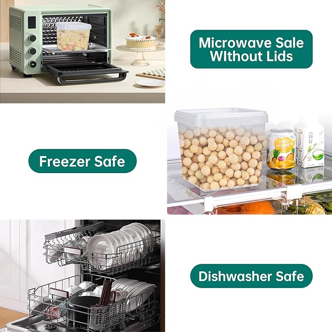 101 oz Square Clear Extra Thick Deli Containers with Lids,BPA-Free,Freezer and Microwave Safe Food Storage Containers,Reusable,Meal Prep,Take-out,Restaurant Supplies.(8 Pcs)