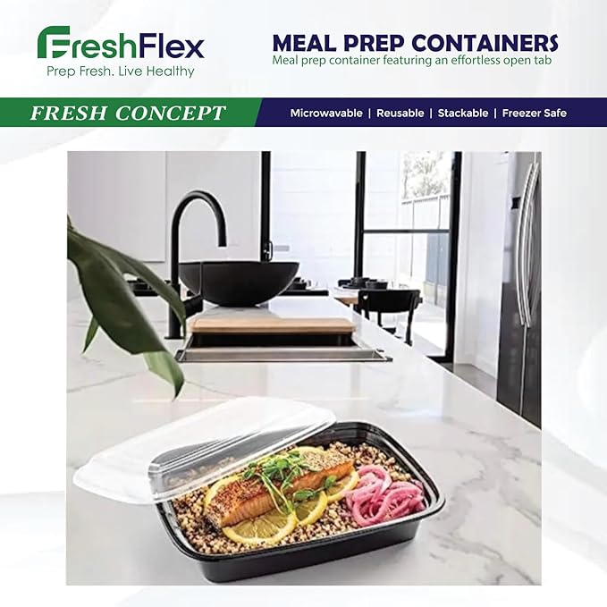 Meal Prep Made Effortless – 50-Pack 36 Oz Meal Prep Containers | Ultimate Storage Solution with Easy-Open Lid, Leakproof Seal, Microwave & Dishwasher Safe