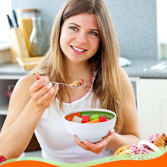 Tioncy 8 Pcs Bariatric Portion Control Set with 4 Bariatric Plates 4 Portion Control Bowls for Adults Diet Balanced Eating Weight Loss Serving Plans (Stylish)