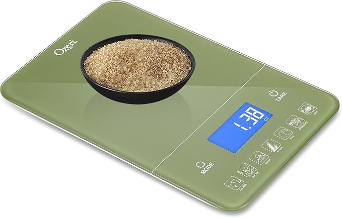 Ozeri Touch III Digital Kitchen Scale with Calorie Counter, 22 lbs (10 kg), Calla Green