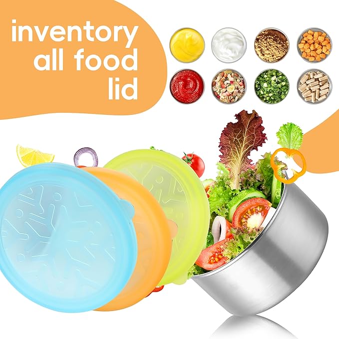 Stainless Steel Snack Containers for Kids Salad Dressing Container To Go Small Snack Box with Silicone Lids Easy Open LeakProof Reusable Metal Toddler Lunch Box for School