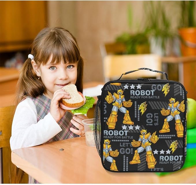 Pfrewn Hockey Player Lunch Box for Kids School Students Green Neon Hockey Sport Insulated Lunch Bag with Shoulder Strap for Office Adults Reusable Cooler Bags Lunch Tote